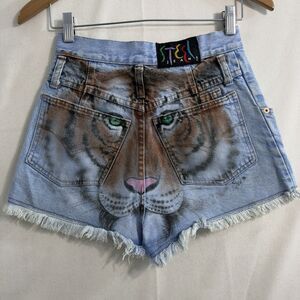 Vintage Steel Jeans Juniors 3 Denim Shorts Lion Face Graphic Y2K USA Cutoffs